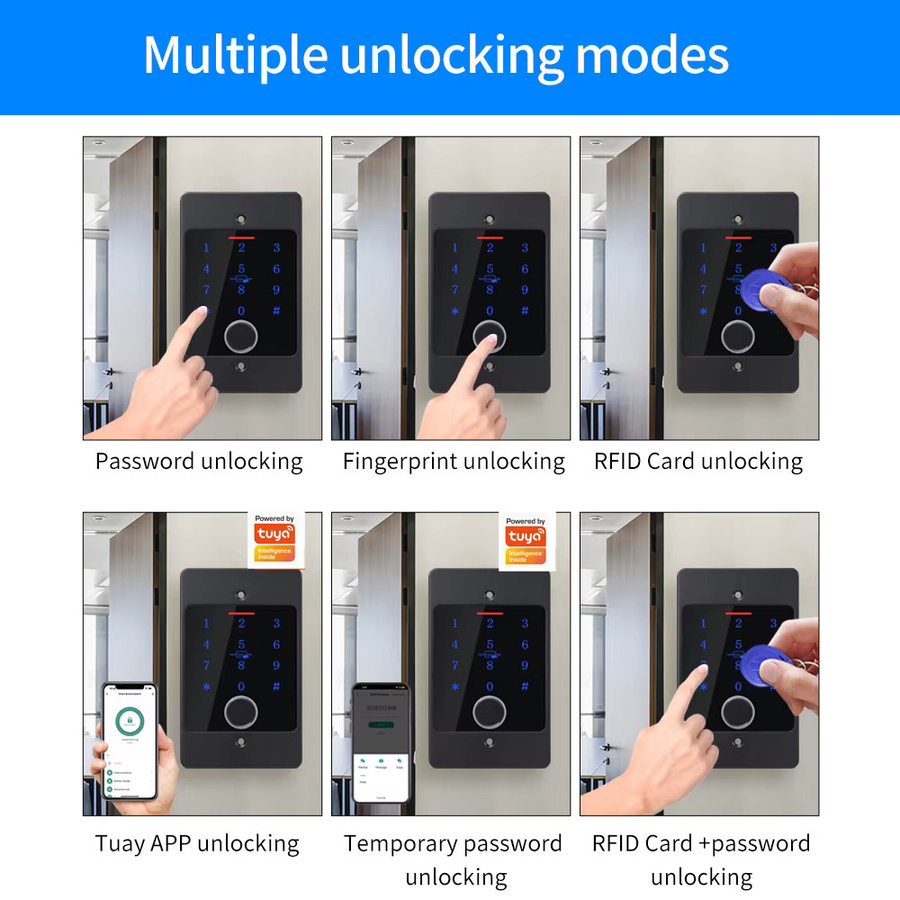 Asia-Teco Metall Kartenzugangskontrollsystem mit Fingerabdruckscanner und Tastatur inklusive M70 Box, wasserdicht, Tuya-App-Unterstützung, Farben: Weiß oder Schwarz - Bild 5