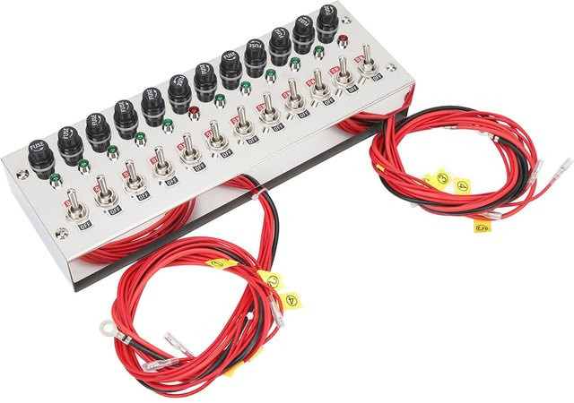 aimo 12-fach Wippschalterpanel für Armaturenbrettmontage DC 12-24V in Weiß und Silber - Bild 1