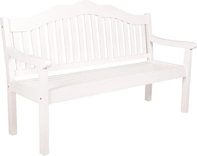 DELUKE Gartenbank ESPOO 3-Sitzer aus Eukalyptus in Weißgrau, wetterfeste Terrassenbank mit Armlehnen, Breite: 160 cm - Bild 1