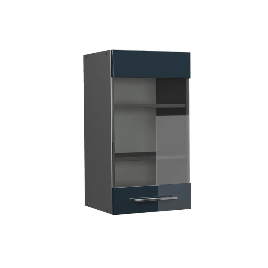 Vicco Küchenglasschrank Fame-Line in Dunkelblau Hochglanz und Anthrazit mit Glastüren und Soft-Close-Funktion, Breite: 40 cm, Höhe: 72 cm, Tiefe: 34,1 cm - Bild 2