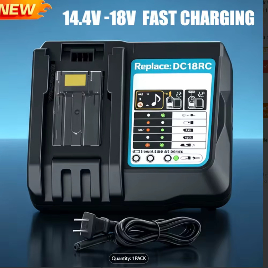 Makita Ersatzladegerät DC18RC in Schwarz für 14,4V-18V Lithium-Akkus der BL18-Serie - Bild 2