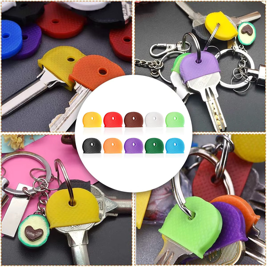 Bunte Schlüsselkappen aus weichem Gummi als Schlüsselkennzeichnung und Organizer in Multicolor - Bild 3