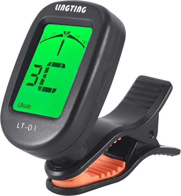 LINGTING LT-01 Mini Clip-On Digital Electronic Tuner mit 360 Grad Drehung und 2 hintergrundbeleuchteten LCD-Bildschirmen in Schwarz - Bild 1