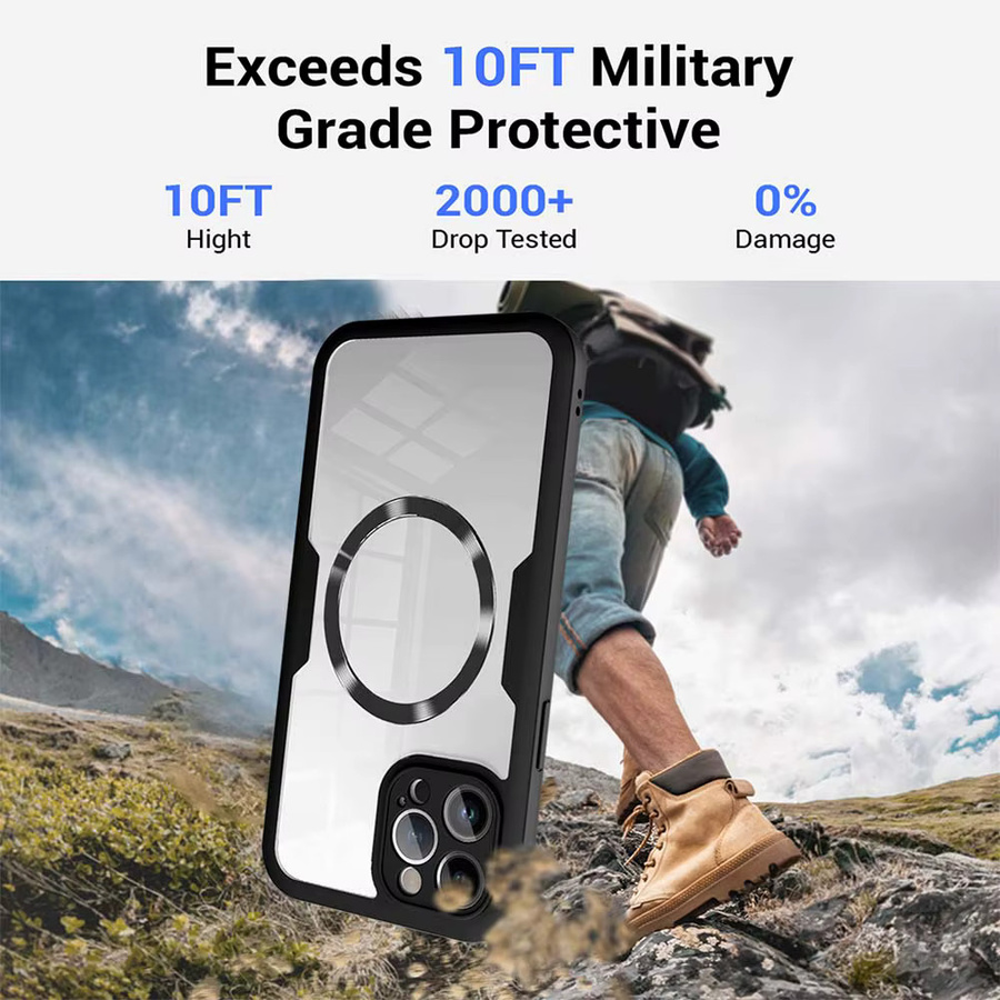 Transparente magnetische Schutzhülle mit 360-Grad-Vollschutz und Bildschirmschutz für Apple iPhone, Farbe: Transparent/Lila - Bild 3