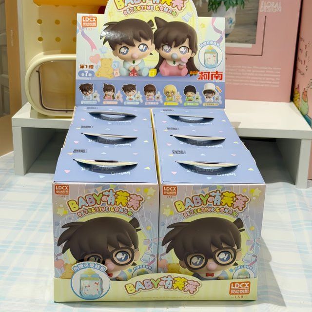Bandai Detective Conan Baby Mengfufu Blind Box Figur Kudo Shinichi Multicolor Anime Sammlergeschenk mit handgemachtem Schlüsselanhänger - Bild 1