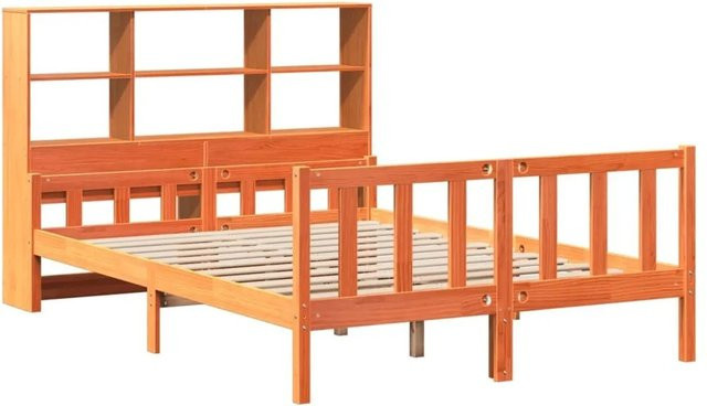 vidaXL Massivholzbett aus Kiefernholz in Braun, Rustikaler Stil, ohne Matratze, B/T/H: 150 x 200 cm - Bild 1