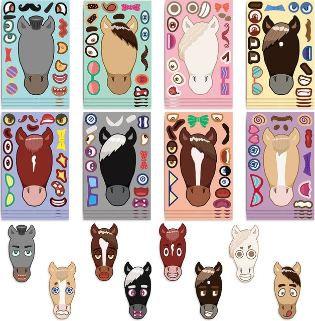 8 Stück wasserfeste Cartoon-Pferdekopf-Aufkleber für Tagebücher und Notebooks in Multicolor von BulingBulingStickers Store - Bild 1