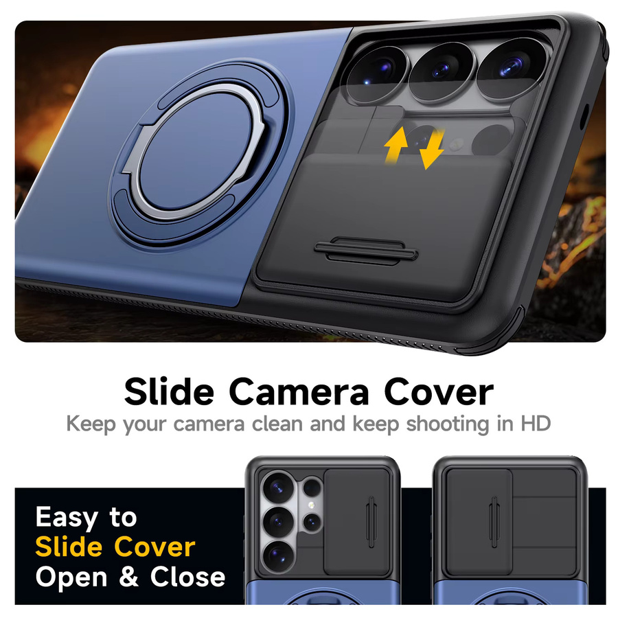 Schutzhülle für Samsung Galaxy S22 S23 S24 FE S25 Plus S26 Ultra mit MagSafe-Kompatibilität, Ringständer und Brieftaschenfunktion in Orange oder Blau - Bild 6