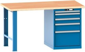 Lista Werkbank 27x36E Blue mit Multiplex-Holzarbeitsplatte und KEY Lock R5012, höhenverstellbar, B/T/H: 200 x 75 x 84 cm - Bild 1