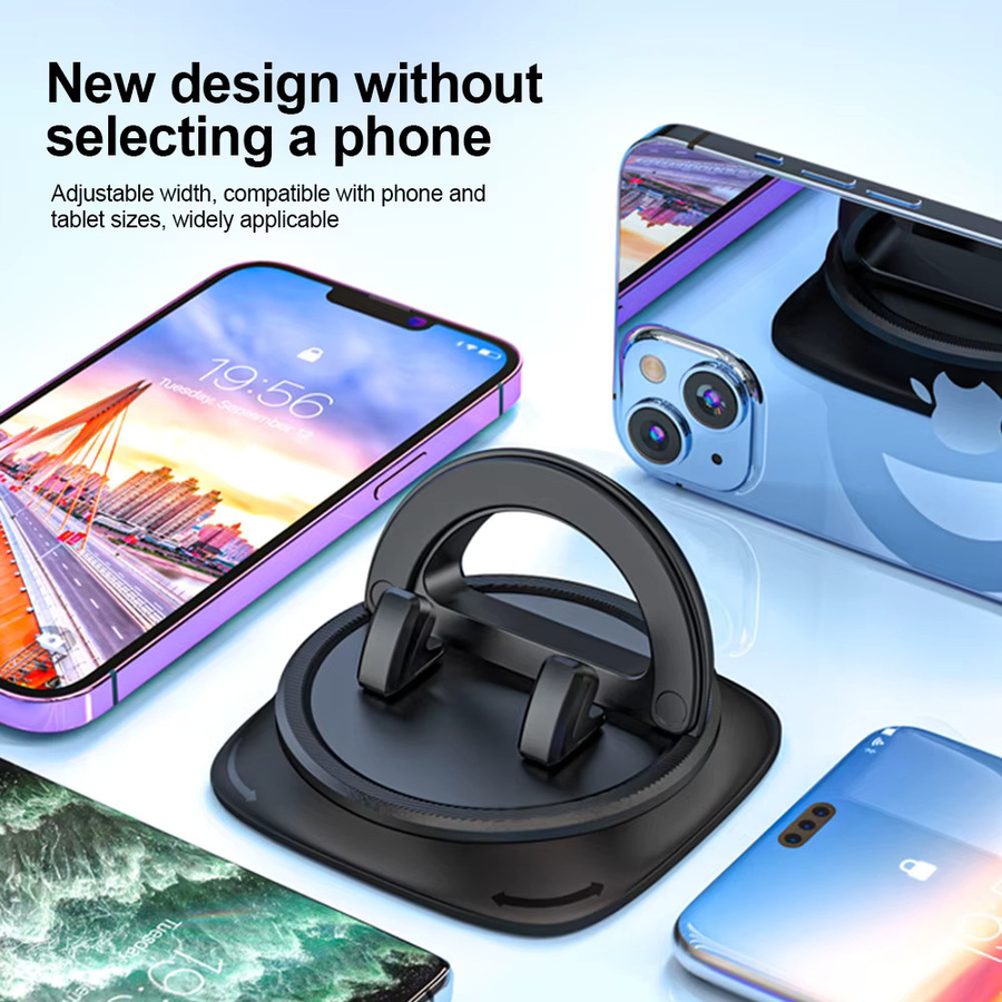 Kebidumei 360-Grad-drehbarer Autotelefonhalter zum Aufkleben für das Armaturenbrett in Schwarz - Bild 6