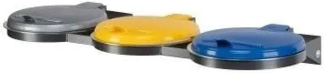PROREGAL Robuster 3-Fach Abfallsammler zur Wertstoffsortierung aus Stahl, Silber, B: 120 cm, T: 51 cm - Bild 1