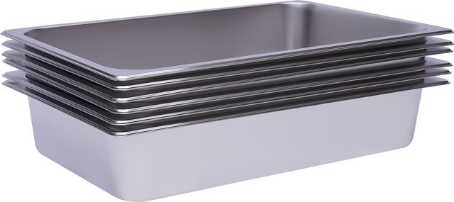 Bymaocar Dampfgarbehälter 6er-Pack aus Edelstahl in Silber, B/T/H: 53,1 x 33 x 10,2 cm - Bild 1