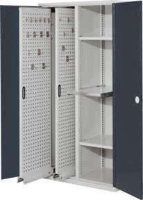 Kappes Vertikalschrank RasterPlan Mod. 84 in Grau mit Doppelwandtür, internen Schubladen, Regalböden und Schloss, B/T/H: 60 x 60 x 195 cm - Bild 1