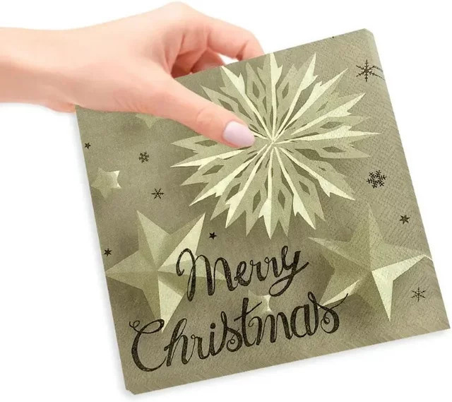 GUANYAO Weihnachts Servietten mit Schneeflocken und Sternen Motiv, 20 Stück Papier-Tischdekoration für deine Weihnachtsfeier - Bild 1