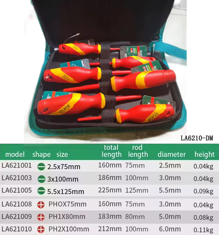 LAOA 6/8-teiliges Isoliertes Phillips-Schraubendreher-Set aus Legierungsstahl in Rot mit Magnetkopf - Bild 4