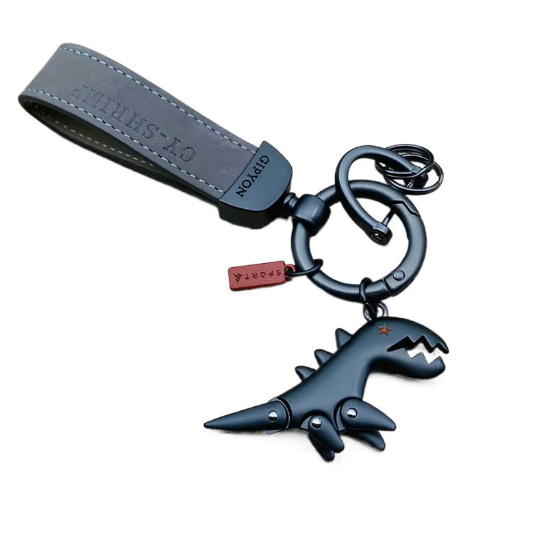 Schlüsselanhänger Dinosaurier, Leder, Metall, Unisex - Bild 2