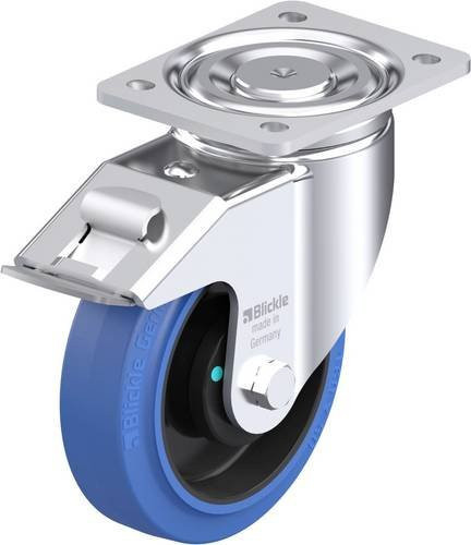 Blickle Stahlblech-Lenkrolle LH-POEV 160KAD-FI-SB in Blau und Schwarz mit 160 mm Rad-Durchmesser und 400 kg Tragfähigkeit - Bild 1