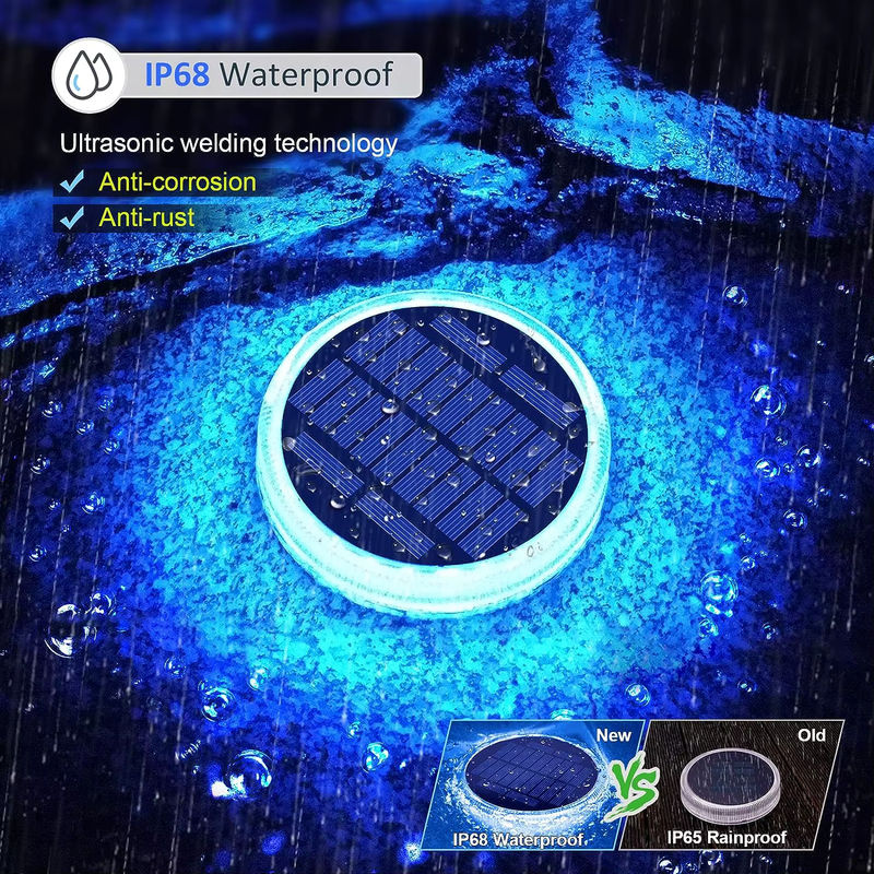 Yilaie Solar-LED-Einfahrtsleuchten im 4er-Pack, wasserdichte IP68 Gartenleuchten in Blau für Treppen, Stufen, Hof und Außenbereich - Bild 4