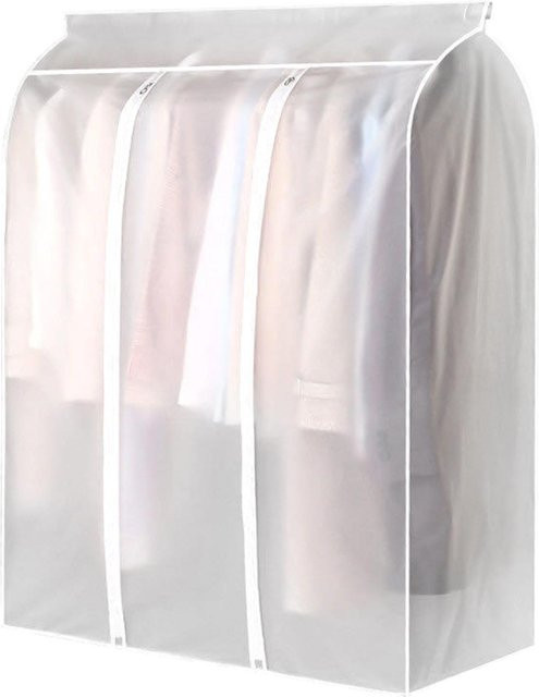 Fishine Kleidungsschutzhüllen Set aus 2 Stück, transparente Staubschutz-Aufbewahrungstaschen mit Reißverschluss, Weiß, B: 120 cm, H: 100 cm, T: 50 cm - Bild 1