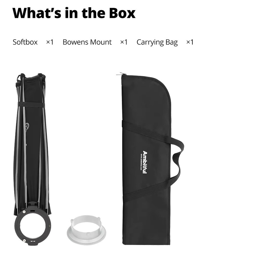 Ambitful FS Series Octagon Softbox mit Bowens Mount für Godox Aputure und Sokani Studio LED-Videoleuchten, Schwarz - Bild 6