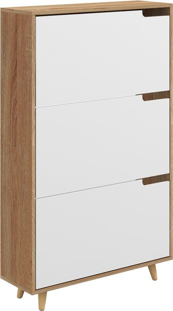 HOMCOM Schrank mit verstellbaren Regalböden in Natur und Weiß, B: 72 cm, T: 24 cm - Bild 1