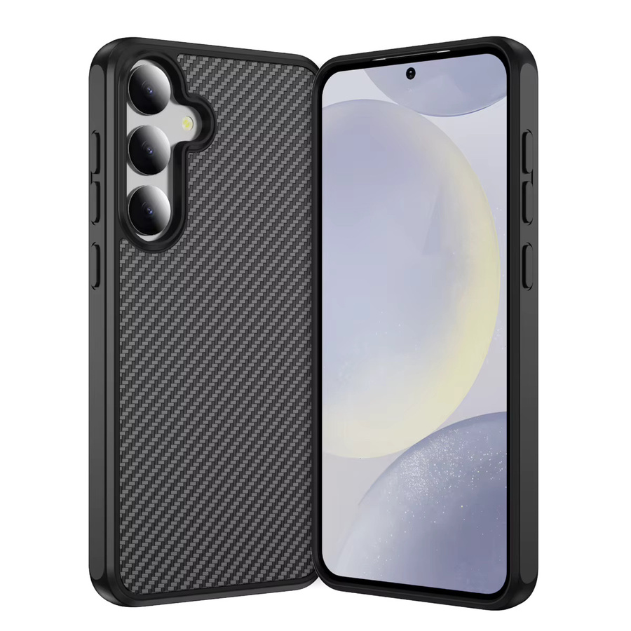 Luxus Business Handyhülle mit Carbon-Struktur für Samsung Galaxy S25 Ultra, S24 und S23 Plus in Schwarz - Bild 2