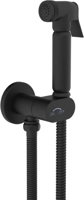 Stilform Design WC/Bidet Handbrause SOHO Komplettset mit Absperrventil in Schwarz Matt - Bild 1