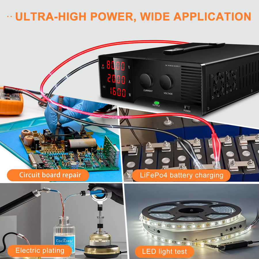 NICE-POWER Labor-Netzteil 80V 20A Schwarz Einstellbares Tischnetzteil für Batterie-Pack-Alterungstests - Bild 5