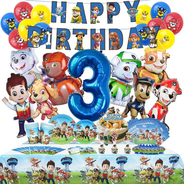 TAKARA TOMY PAW Patrol Geburtstagsparty-Dekoration Chase Skye Latexballons, Marshall Folienballon, Hintergrundbanner - Bild 1