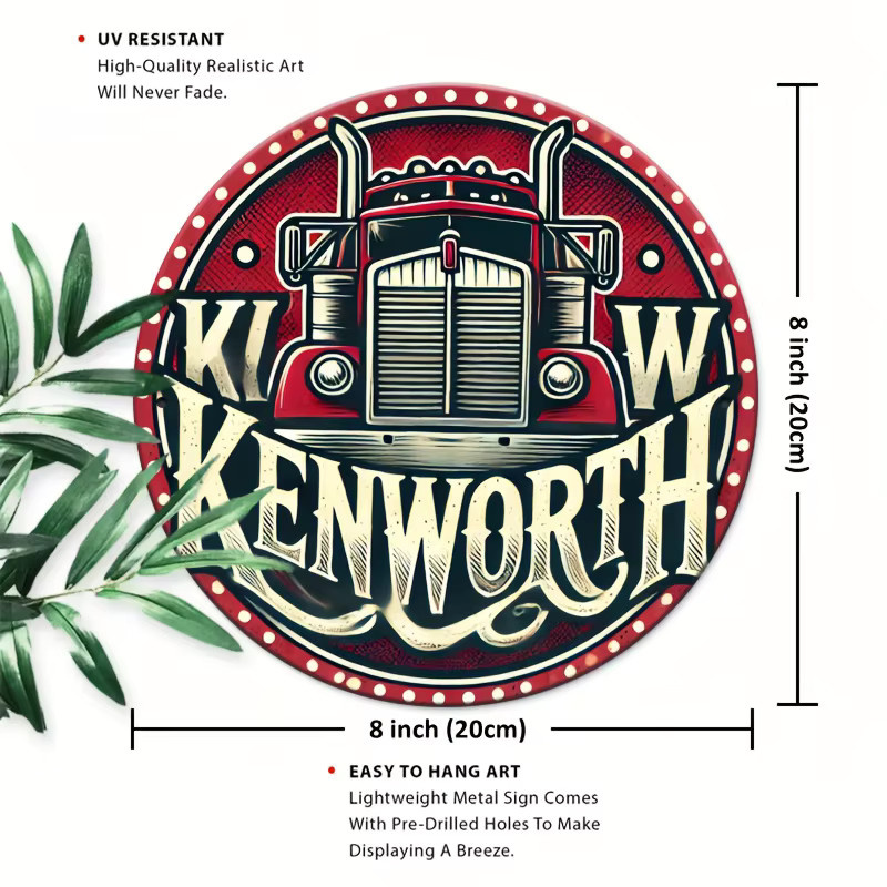 Potdemiel Kenworth Vintage Metallblechschild Aluminium Wanddekoration Mehrfarbig B/H: 20,3 x 20,3 cm - Bild 2