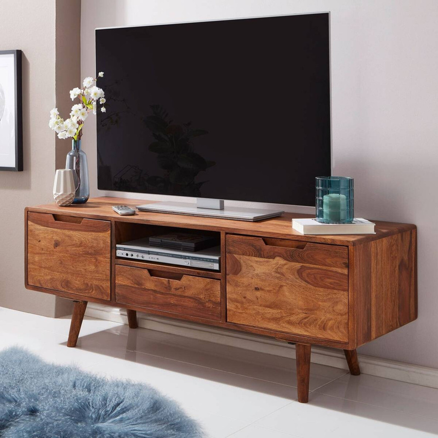 Wohnling Lowboard aus Sheesham- und Mangoholz in Braun im Landhausstil, B/H/T: 135 x 51 x 45 cm - Bild 2