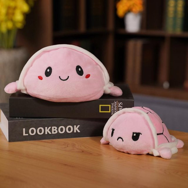 Wendbare doppelseitige kleine Schildkrötenpuppe, Plüschtier, rosa - Bild 1