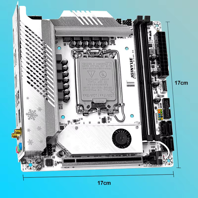 JGINYUE B760i ARGB WIFI DDR5 Mini ITX Mainboard für LGA1700 Prozessoren der 12., 13. und 14. Generation in Weiß mit WiFi6 - Bild 4
