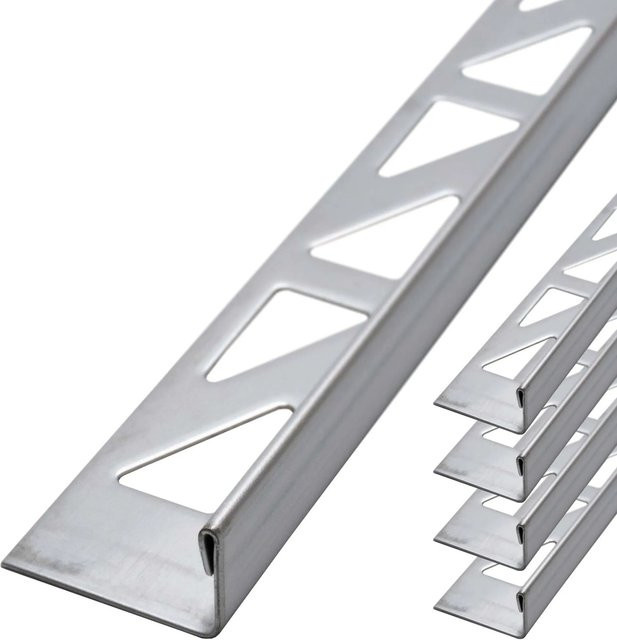 Dalsys Fliesenschiene L-Profil aus Edelstahl gebürstet in Silber, Breite: 5 mm, Länge: 2,5 m, Höhe: 8 mm - Bild 1
