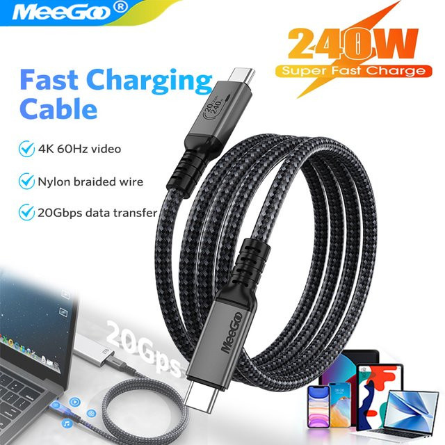 MeeGoo PD240W USB-C Ultraschnellladekabel mit 100 W Leistung und E-Marker-Chip für iPhone 15, Xiaomi und MacBook Pro - Bild 1