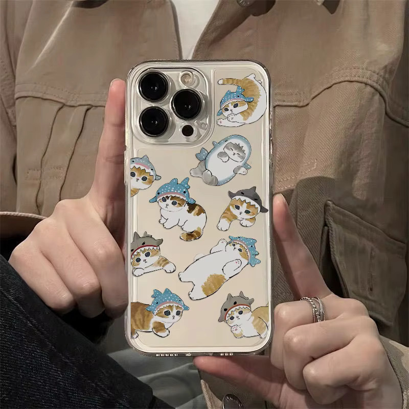 Potdemiel M-Mofusands Katze Handyhülle für iPhone 15 14 13 12 11 Pro Max Mini Plus SE Transparent - Bild 2