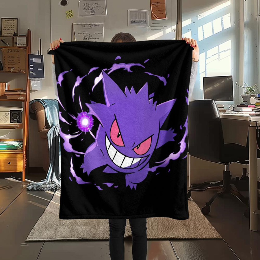 HAPPYDAYSET Flanelldecke mit Gengar Muster in Lila, B/H: 80 x 120 cm - Bild 4