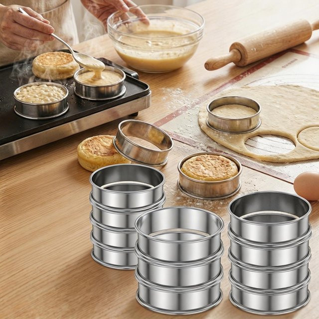 Willstar 12er Set Muffin-Törtchenringe aus Edelstahl in Silber, Durchmesser: 10 cm und 8 cm - Bild 1