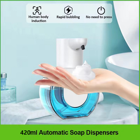Elektrischer smarter Seifenspender mit Sensor von DONASIRA in Weiß, 420 ml, für Wandmontage oder Arbeitsplatte, 4-stufig verstellbar für Schaum und Gel