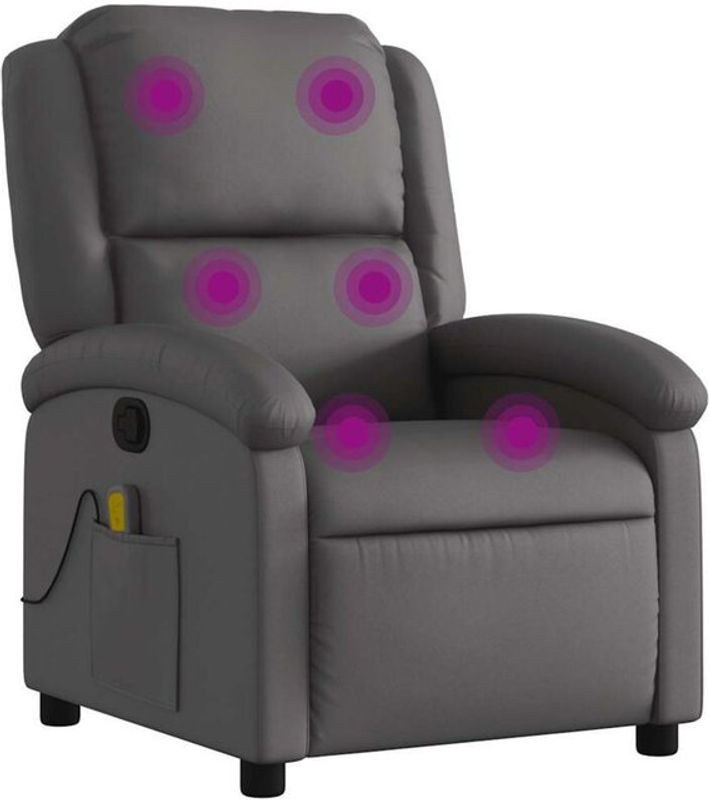 Vidaxl Relaxsessel Massagesessel aus Echtleder in Grau - Bild 1
