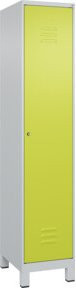 C+P Spind Classic PLUS Garderobenschrank mit 1 Abteil, Höhe: 195 cm, Breite: 40 cm, Tiefe: 50 cm, Farbe: Grau/Grün, mit Zylinderschloss, 4 Garderobenhaken, Trennwand mittig und Füßen - Bild 1