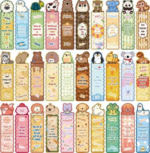 30 Stück Tier-Sammlung Lesezeichen aus wasserfestem PVC in Mehrfarben für Scrapbooking und Schule - Bild 1