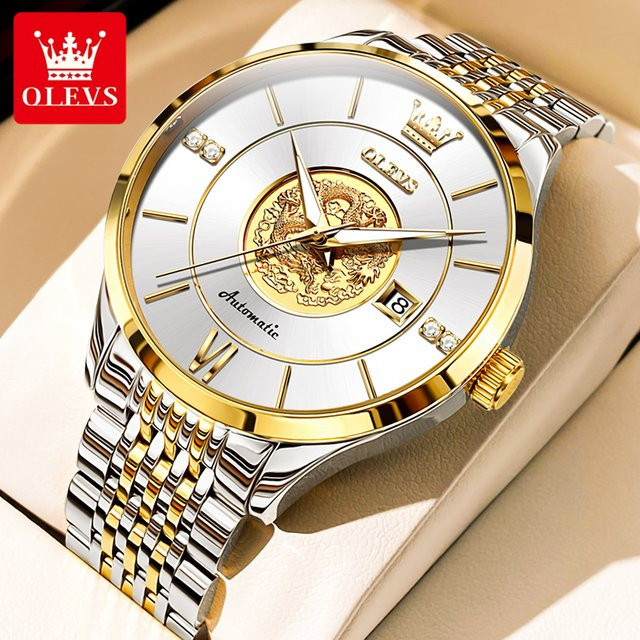 OLEVS Armbanduhr, Gold, Automatik, Edelstahl, Herren - Bild 1