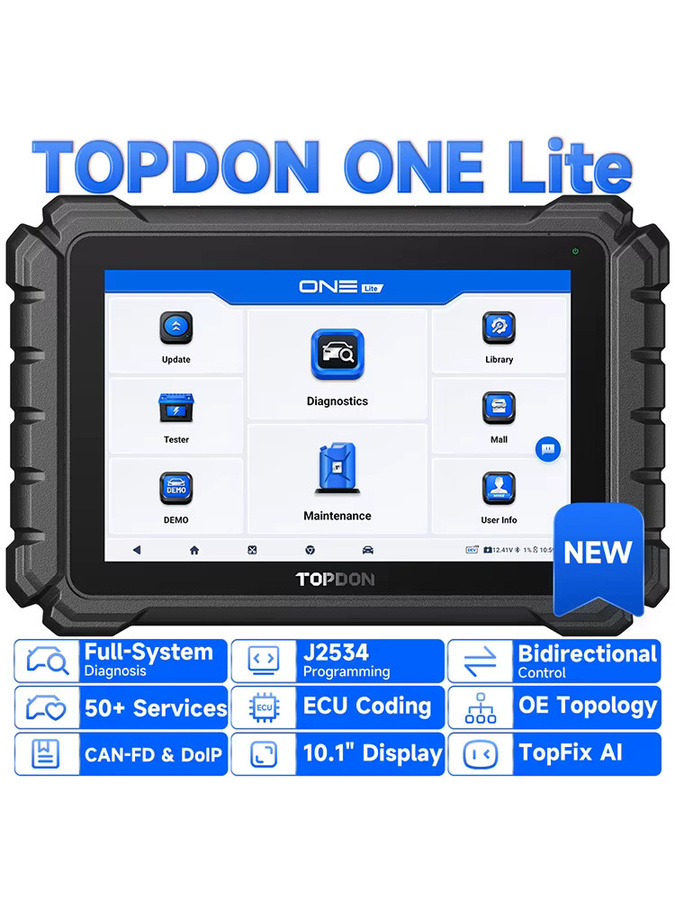 TOPDON ONE LITE Allsystem-Kfz-Diagnosegerät mit OBD2-Scanner, Topologie-Karte, bidirektionaler Steuerung und ECU-Codierung in Schwarz - Bild 6