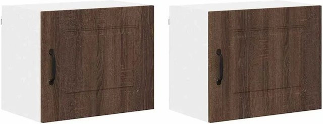 vidaXL Küchenwandschrank 2er Set in Eichen-Optik Braun, Wandmontage mit Scharniertüren und Regalböden, B/T/H: 50 x 31 x 40 cm - Bild 1