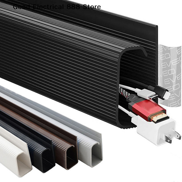 HUXUAN Kabelmanagement-Ablage aus PVC in Schwarz, Kabelorganizer und Kabelkanal für den Schreibtisch, Breite: 40 cm - Bild 1