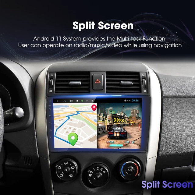 Ezonetronics Carplay Android Auto-Entertainment-Radio für Toyota Corolla (2008-2011) mit 10.1 Zoll Display, GPS, Bluetooth und USB in Schwarz - Bild 1