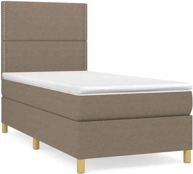 vidaXL Boxspringbett mit Matratze Hybrid-Design in Taupe, B/T/H: 90 x 190 x 128 cm - Bild 1