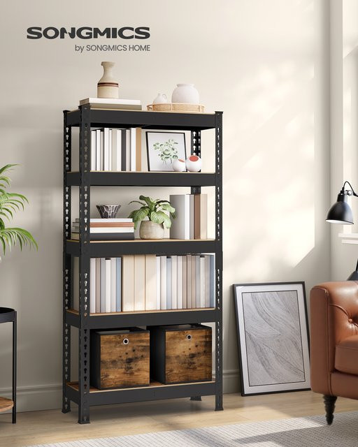 SONGMICS Schwerlastregal mit 5 verstellbaren Ablagen in Braun, B/T/H: 30 x 75 x 150 cm - Bild 1