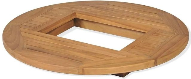vidaXL Bierkastentisch aus Teakholz in Braun, runder Gartentisch für Balkon und Terrasse, Durchmesser: 70 cm - Bild 1